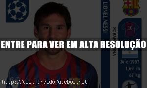 Messi, figurinha, cromo, barcelona, álbum Panini, Champions League