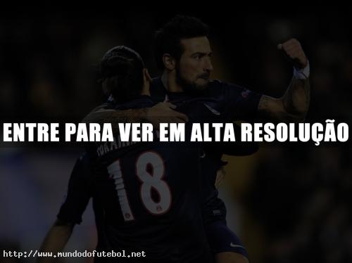 Lavezzi, PSG, Ibrahimovic, Comemoração, Champions League